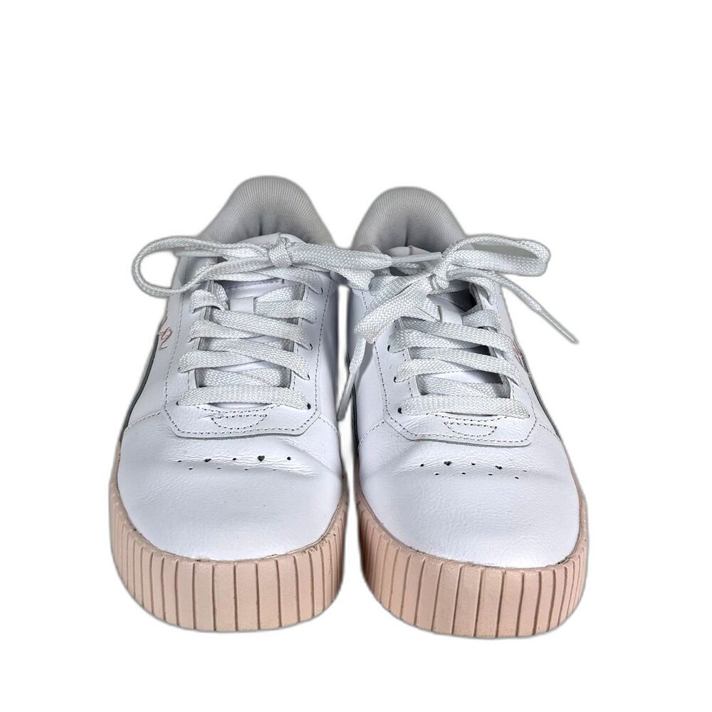 Puma Carina 2.0 Women’s 7 White Pink Platform Sneakers Casual Shoes - Picture 2 of 6